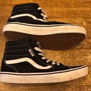 VANS Kids Size 6, black & white, high top, suede & canvas, excellent condition